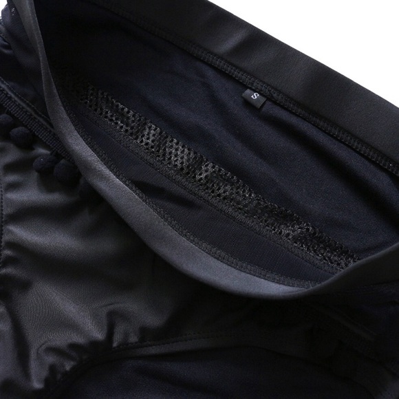 Black Pompom Mesh High Waist Halter Bikini - Picture 6 of 6